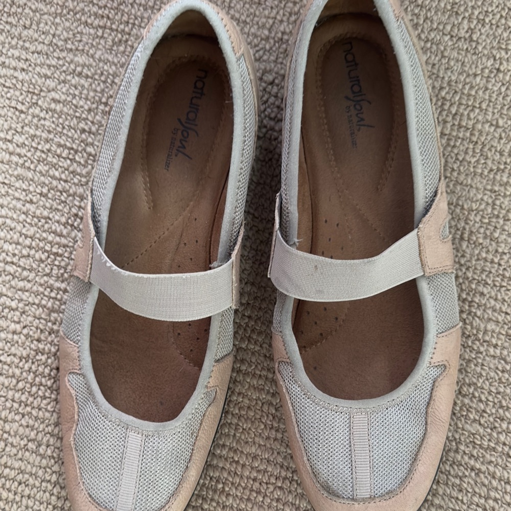 Natural Soul Beige Mary Jane Flats